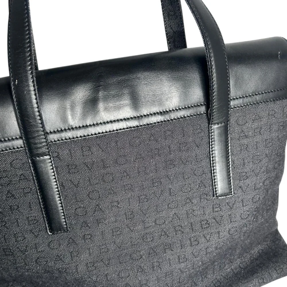 💎✨Beautiful✨💎Authentic BVLGARI Logo Mania Canvas Leather Tote Bag - Picture 12 of 16